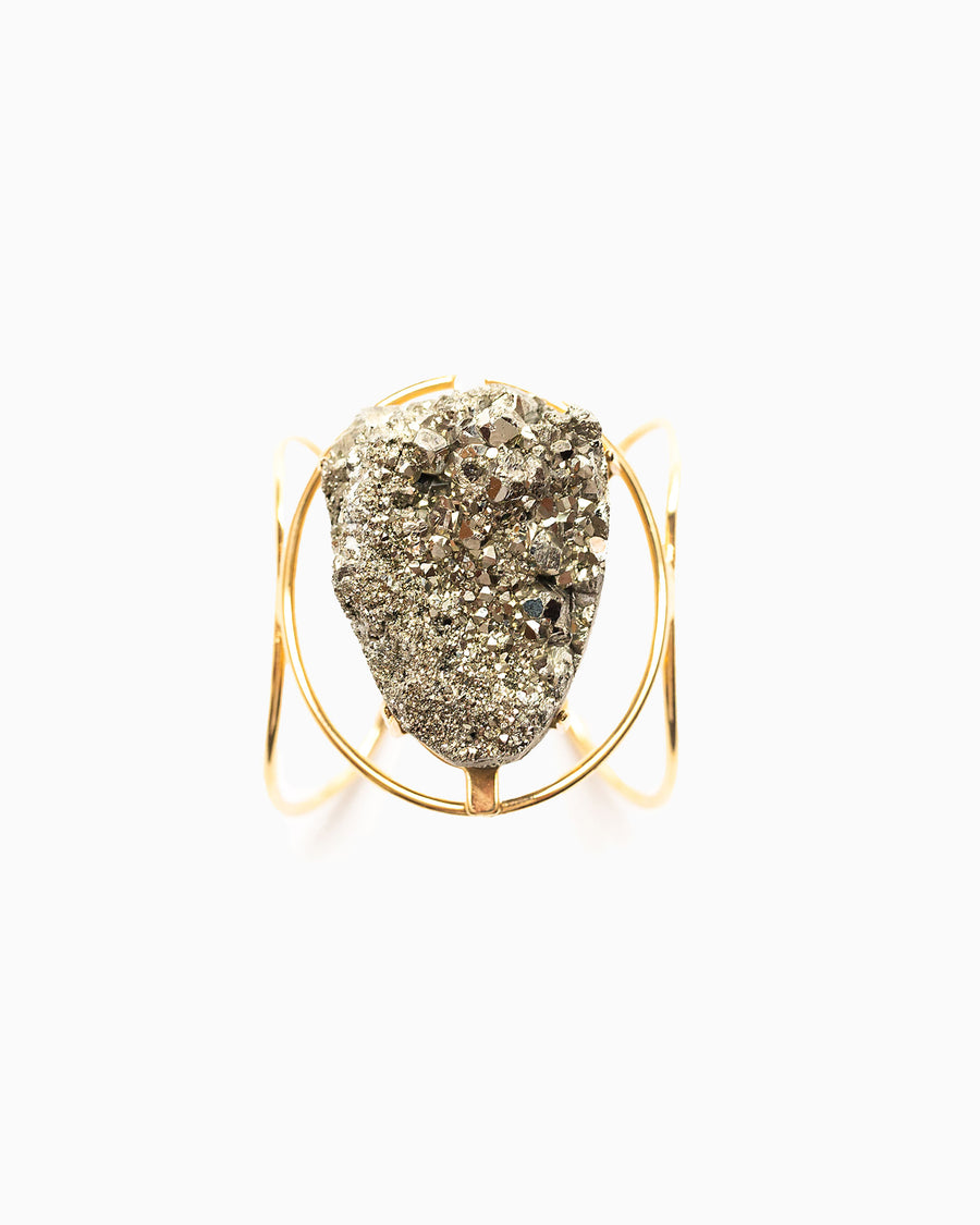 Hearts of Fire Pyrite Cuff Gold - Tiana Jewel