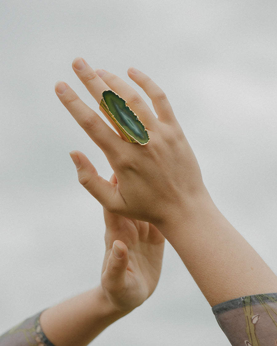 Guardian Angel Green Agate Gemstone Ring - Tiana Jewel